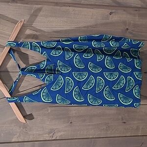 Escapada Tank Top Royal Blue With Limes Print M